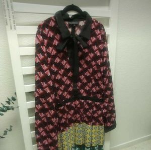 Multi color collar tie dress